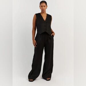 Dissh Brand - SET/BUNDLE - Black Linen Pants + Vest